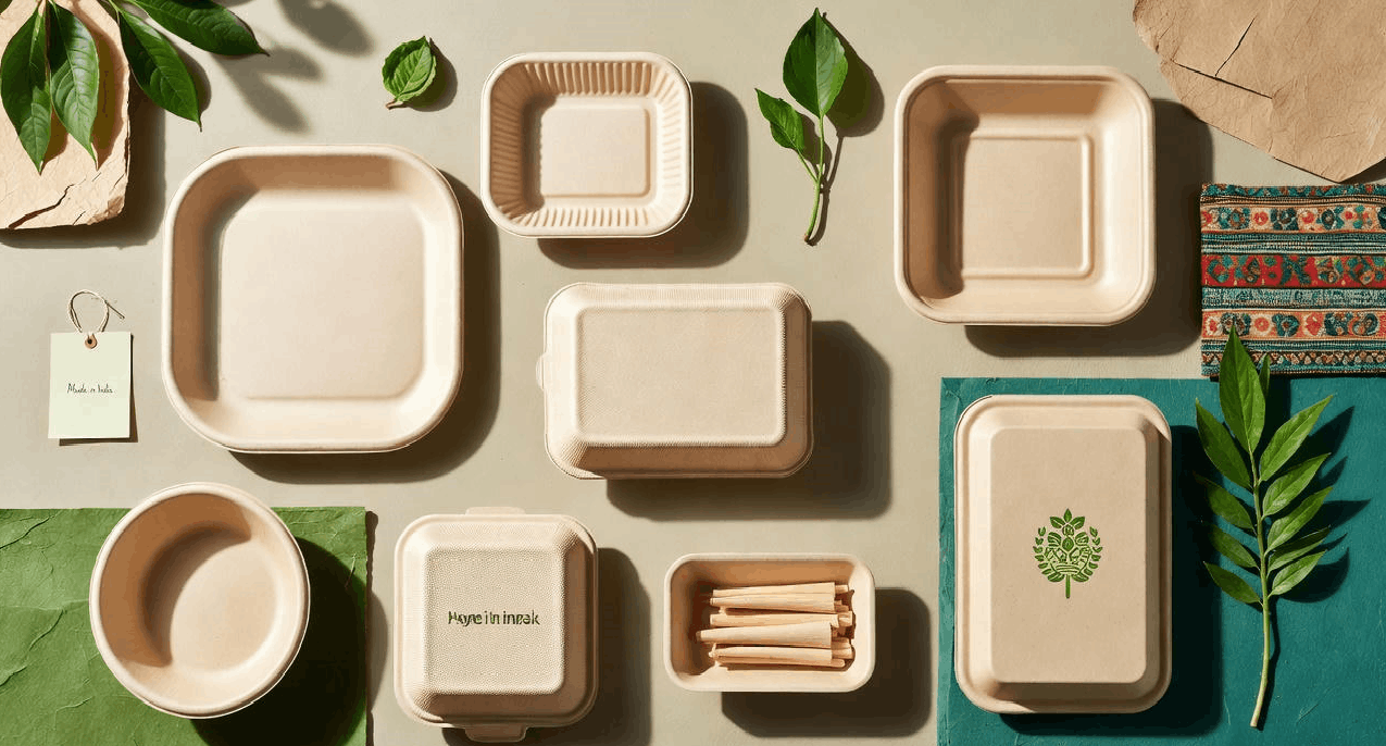 Biodegradable food packaging made from bagasse and natural materials