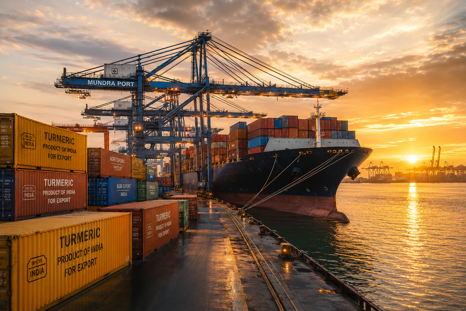 Container ship Indian port spice export