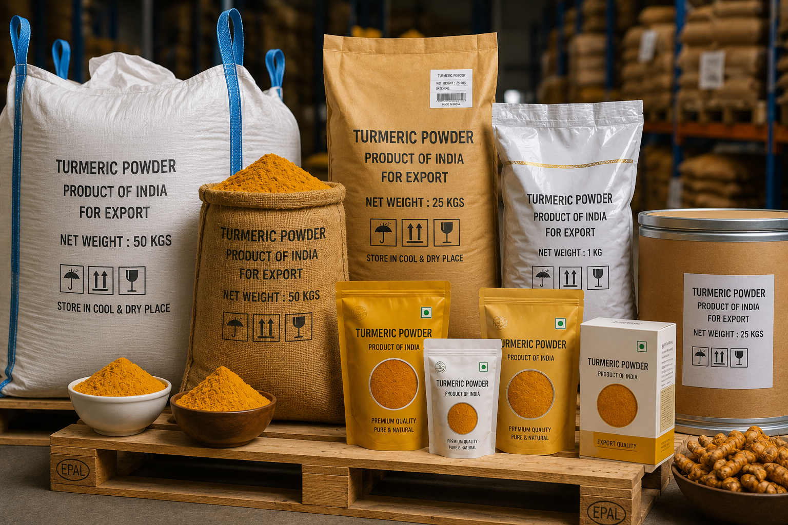 Turmeric powder export packaging food grade
